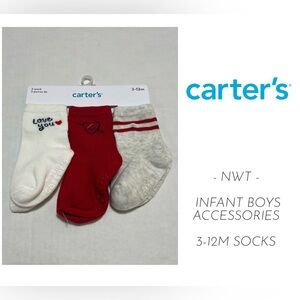 🆕CARTER’S - 3/12M - NWT - 3PK - INFANT BOYS VALENTINES DAY SOCKS